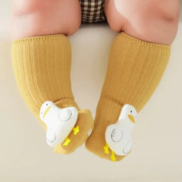 Adorable Cartoon hemed Baby Socks - Soft Knit Infant Socks with Playful Designs Breathable & Non-Slip for Indoor/Outdoor Use
