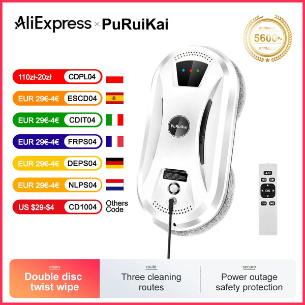 PuRuiKai Ultra thin Robot vacuum cleaner window cleaning robot window  electric glass limpiacristales remote control for home
