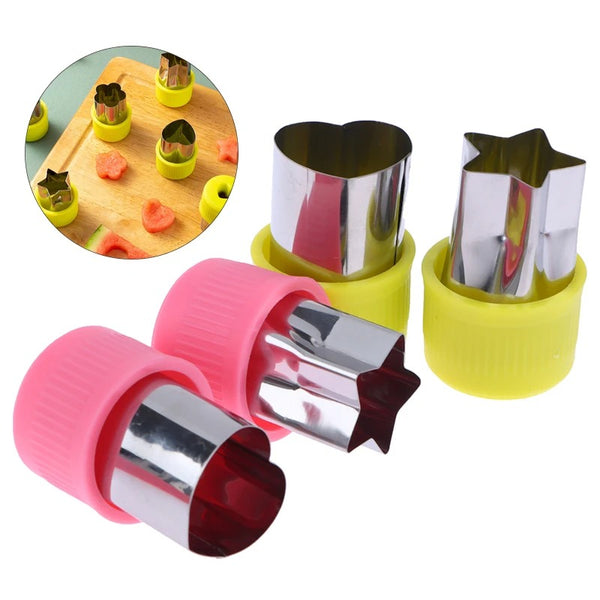 3PCS Star Heart Shape Vegetables Cutter Plastic Handle Portable Cook Tools Stainless Steel Fruit Cutting Die Kitchen Gadgets