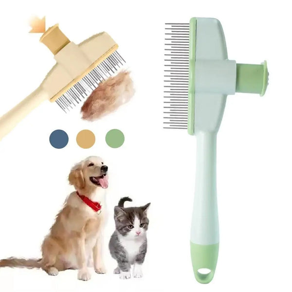 Pet Cleaning Comb Cat Hair Brush Flea Comb Steel Brush Hair Dog Cat Accessories Self-cleaning Pet Comb Remove G3W6