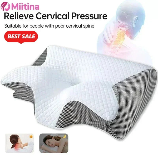 Sleep Memory Foam Pillow Butterfly Shaped Slow Rebound Neck Relaxing Cervical Pain Relief Ergonomic Contour Orthopedic BedPillow