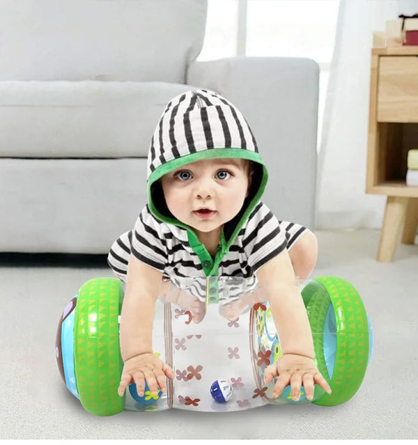 Baby Crawling Roller Montessori Activity Toy with Ball Rattle Games for Babies Development 0 6 12 Month Inflatable Crawling Toy